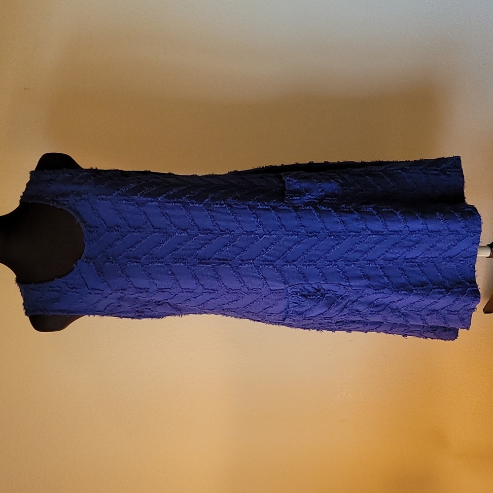 Parsley & Sage Small Textured Blue Sleeveless Dress